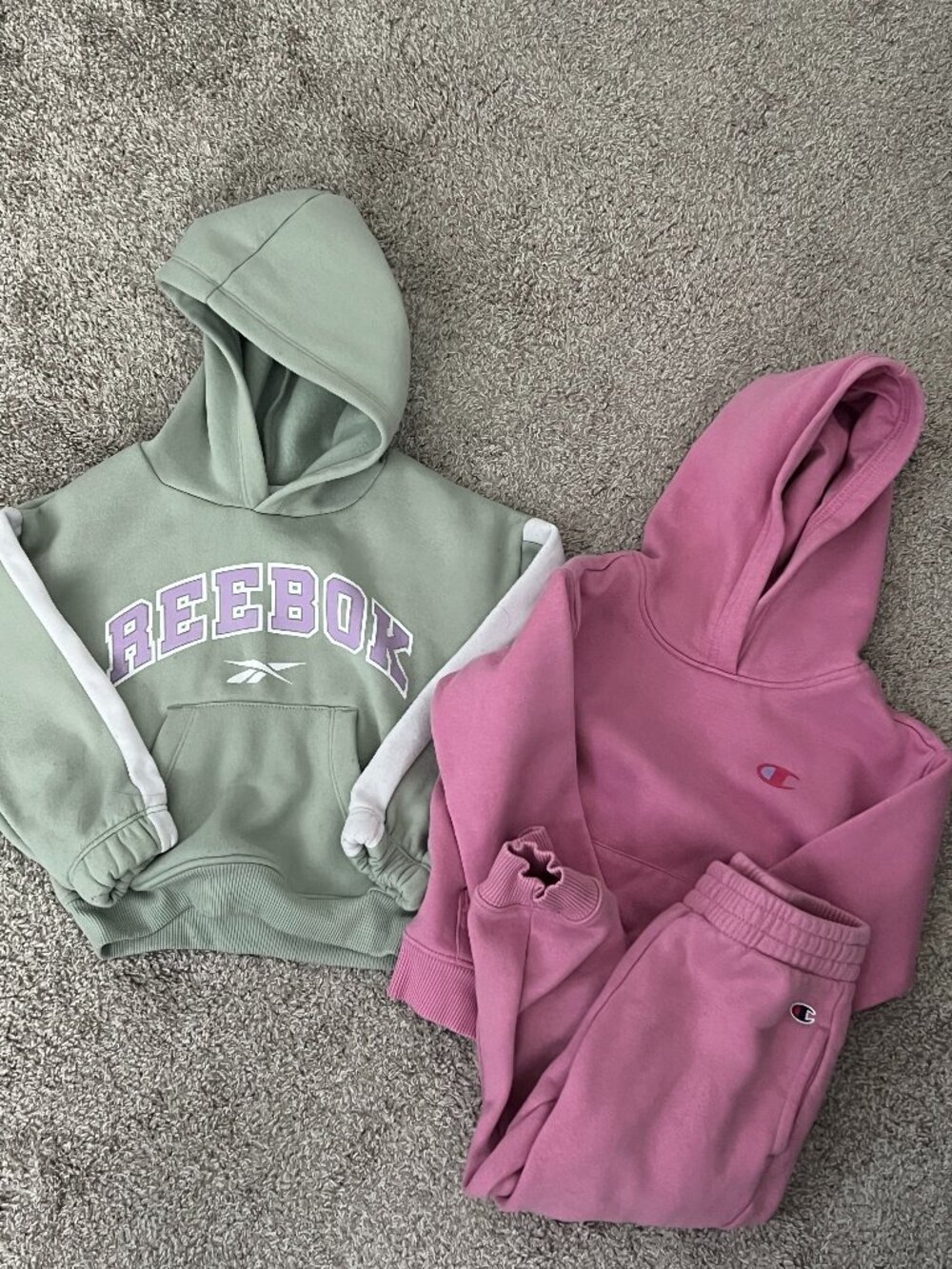 Girls 4T Hoodie & Sweatpants Lot Champion Pink Set + Reebok Hoodie Athleisure